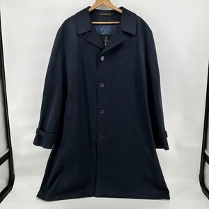 Harbor Master Overcoat Mens 50L Navy Wool Liner Trench Dadcore Coat Made in USA‎